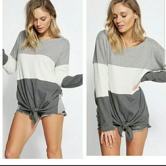 🎊HP!🎉 ONE SMALL LEFT Colorblock Waffle Knit Top - Picture 3 of 6